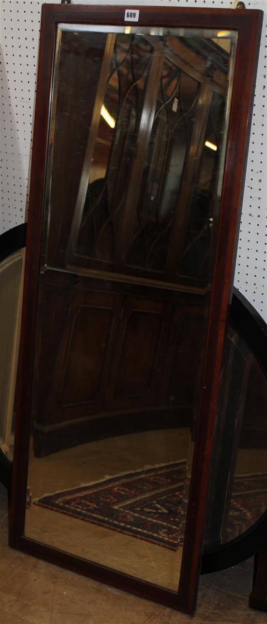 Edwardian inlaid dressing mirror and an ebonised oval mirror